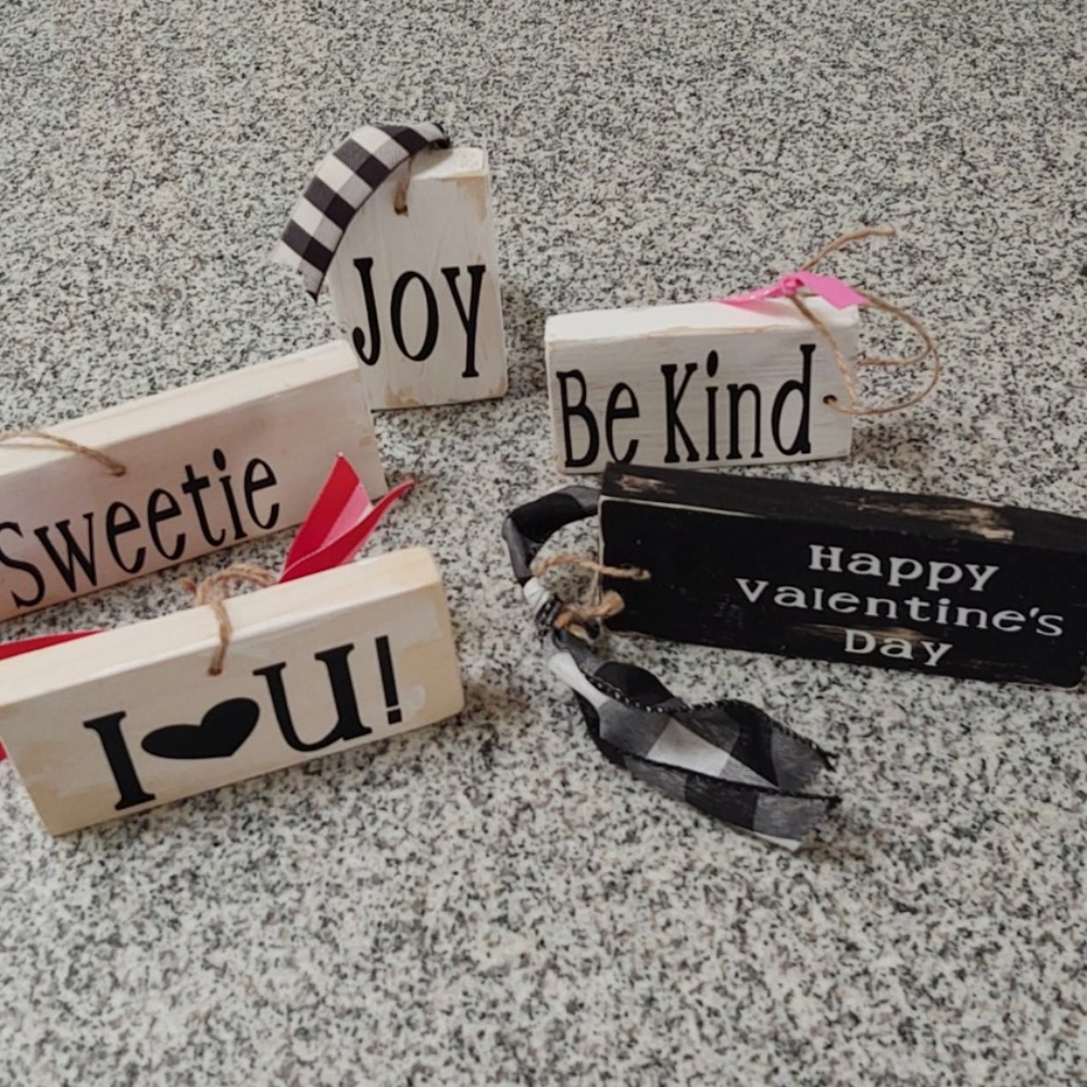 Handmade Valentine's Words on Wood